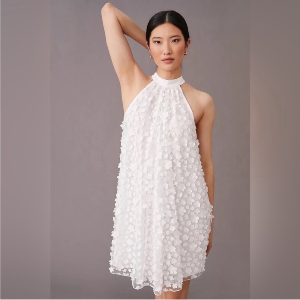 Eva Franco White Textured Mini Dress